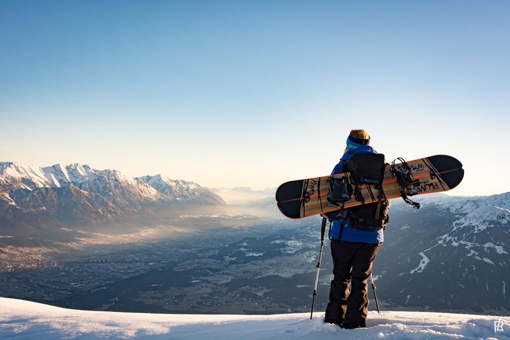 snowboarder aussicht panorama berge